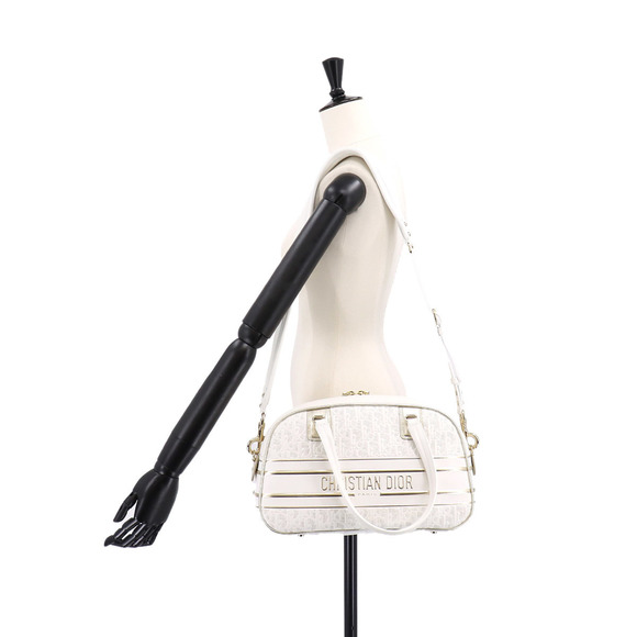 Christian Dior DIOR VIBE Medium Classic 2way Bowling Shoulder Bag Leather Rub... - Picture 10 of 10